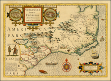 Mid-Atlantic and Southeast Map By Jodocus Hondius