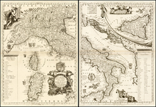 Italy and Balearic Islands Map By Vincenzo Maria Coronelli