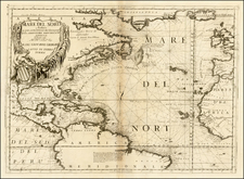 Atlantic Ocean, North America, South America and America Map By Vincenzo Maria Coronelli