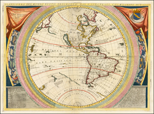 Western Hemisphere, North America, South America, Pacific and America Map By Vincenzo Maria Coronelli