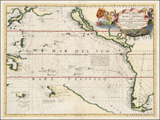 Polar Maps, Australia & Oceania, Pacific, Australia, Oceania, New Zealand, Hawaii, Other Pacific Islands and California Map By Vincenzo Maria Coronelli