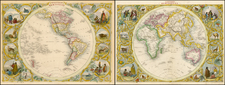 World, Eastern Hemisphere, Western Hemisphere, South America and America Map By John Tallis