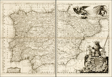 Spain Map By Vincenzo Maria Coronelli