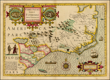 Mid-Atlantic and Southeast Map By Jodocus Hondius