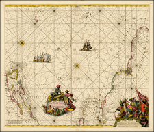 Atlantic Ocean, Caribbean, Brazil and Canada Map By Frederick De Wit