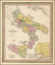 Italy and Balearic Islands Map By Samuel Augustus Mitchell