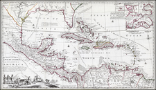 Florida, South, Southeast, Mexico, Caribbean, Central America and South America Map By Herman Moll  &  Robert Morden