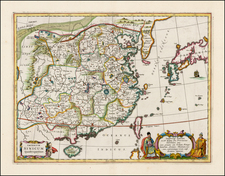 China, Japan, Korea, India, Southeast Asia, Philippines, Other Islands and Central Asia & Caucasus Map By Athanasius Kircher