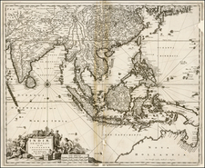 China, India, Southeast Asia and Australia Map By Nicolaes Visscher I