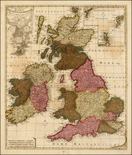 Novissima Prae Caeteris aliis Accuratissima Regnorum Angliae, Scotiae, Hiberniae Tabula . . . 1706 By Peter Schenk