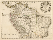 Argentina, Colombia, Brazil, Guianas & Suriname, Paraguay & Bolivia, Peru & Ecuador and Venezuela Map By Guillaume De L'Isle