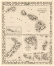 Hawaii, New Zealand, Hawaii and Other Pacific Islands Map By G.W.  & C.B. Colton