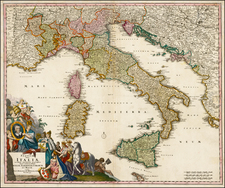 Italy and Balearic Islands Map By Johann Baptist Homann