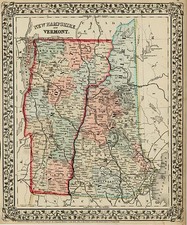 New England Map By Samuel Augustus Mitchell Jr.