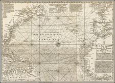 Atlantic Ocean and Caribbean Map By Emanuel Bowen