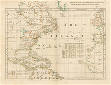 Atlantic Ocean, United States and North America Map By Thomas Jefferys