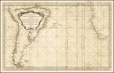 Atlantic Ocean, South America, Africa and South Africa Map By Jacques Nicolas Bellin