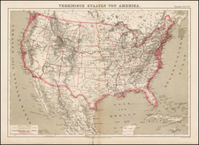 United States Map By Friedrich Arnold Brockhaus