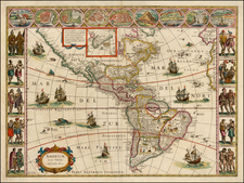 Western Hemisphere, North America, South America and America Map By Willem Janszoon Blaeu