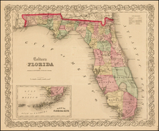 Florida Map By G.W.  & C.B. Colton