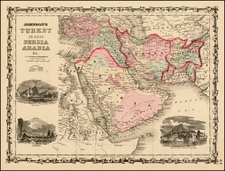 Middle East and Turkey & Asia Minor Map By Alvin Jewett Johnson  &  Ross C. Browning