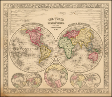 World and World Map By Samuel Augustus Mitchell Jr.