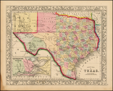 Texas Map By Samuel Augustus Mitchell Jr.