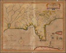 Florida, South and Southeast Map By Joannes De Laet