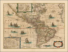 South America and America Map By Jodocus Hondius / Jan Jansson