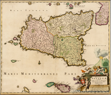 Italy and Balearic Islands Map By Johannes De Ram