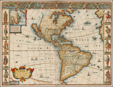 South America and America Map By John Speed