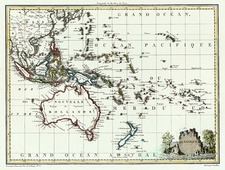 Australia & Oceania, Australia, Oceania, New Zealand and Hawaii Map By Conrad Malte-Brun