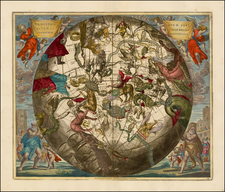 Western Hemisphere, Southern Hemisphere and Celestial Maps Map By Andreas Cellarius