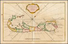 Caribbean and Bermuda Map By Jacques Nicolas Bellin