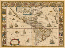 Western Hemisphere, South America and America Map By Willem Janszoon Blaeu