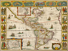 South America and America Map By Jodocus Hondius