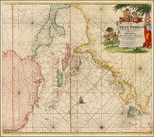 United States, New England, Mid-Atlantic, Florida, South, Southeast, North America, Caribbean, Central America, South America and Canada Map By Johannes Van Keulen