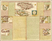 New England, Mid-Atlantic, Southeast, Caribbean, Jamaica and Bermuda Map By Henri Chatelain