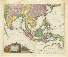India, Southeast Asia, Philippines, Indonesia and Australia Map By Nicolaes Visscher I
