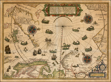 Northern Hemisphere, Polar Maps, Atlantic Ocean, Russia, Baltic Countries, Scandinavia, Iceland and Russia in Asia Map By Willem Barentsz