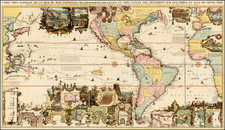 World, World, Atlantic Ocean, North America, South America, Pacific, California and America Map By Henri Chatelain