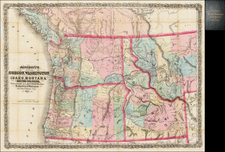 Rocky Mountains, Idaho, Montana, Pacific Northwest, Oregon and Canada Map By A.L. Bancroft & Co.