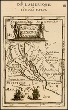 Baja California and California Map By Alain Manesson Mallet