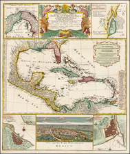 Florida, Southeast, Mexico, Caribbean and Central America Map By Homann Heirs