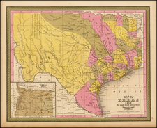 Texas Map By Samuel Augustus Mitchell