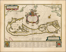 Atlantic Ocean and Caribbean Map By Willem Janszoon Blaeu