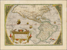 Western Hemisphere, South America and America Map By Abraham Ortelius