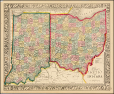 Midwest Map By Samuel Augustus Mitchell Jr.