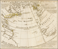 Atlantic Ocean, North America and Caribbean Map By Emanuel Bowen