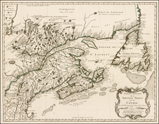 New England and Canada Map By Jacques Nicolas Bellin